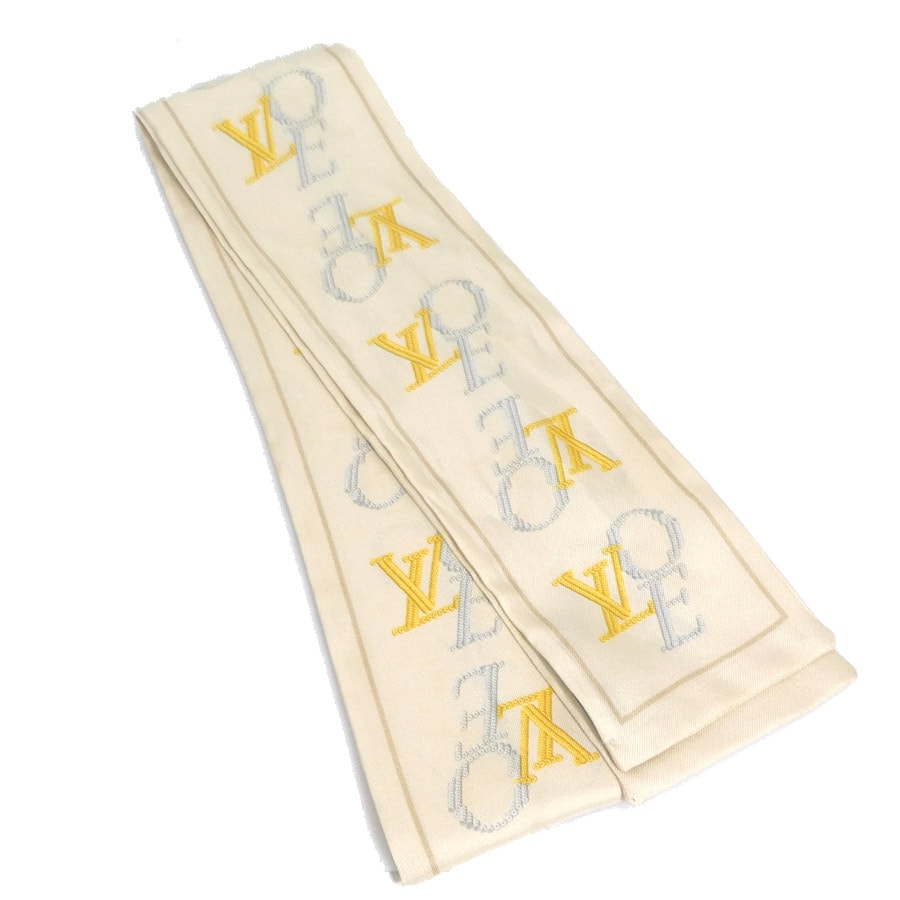 ルイ ヴィトン LOUIS VUITTON スカーフ バンドー シルク ライトベージュ/シルバー/ゴールド レディース【中古】 e61784a