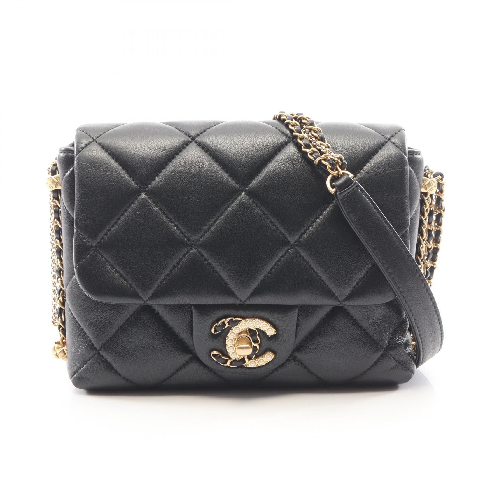 シャネル CHANEL マトラッセ スモールフラップ チェーンショルダー ショルダーバッグ バッグ ラムスキン(羊革) レディース ブラック系 【中古】