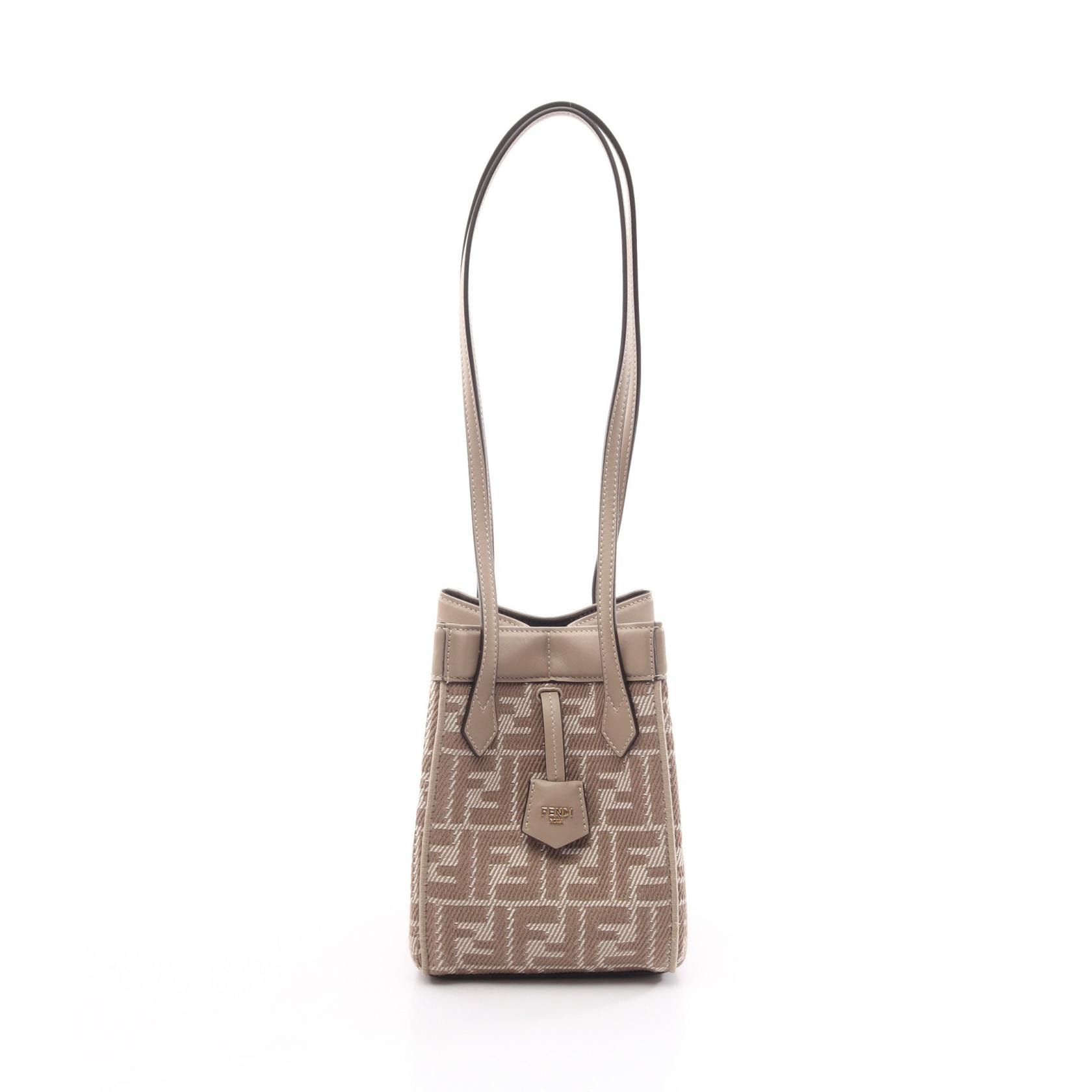 フェンディ FENDI ORIGAMI MINI オリガミ ミニ ショルダーバッグ バッグ キャンバス レザー レディース ベージュ系 8BS083AUPXF1SNP 【新品】