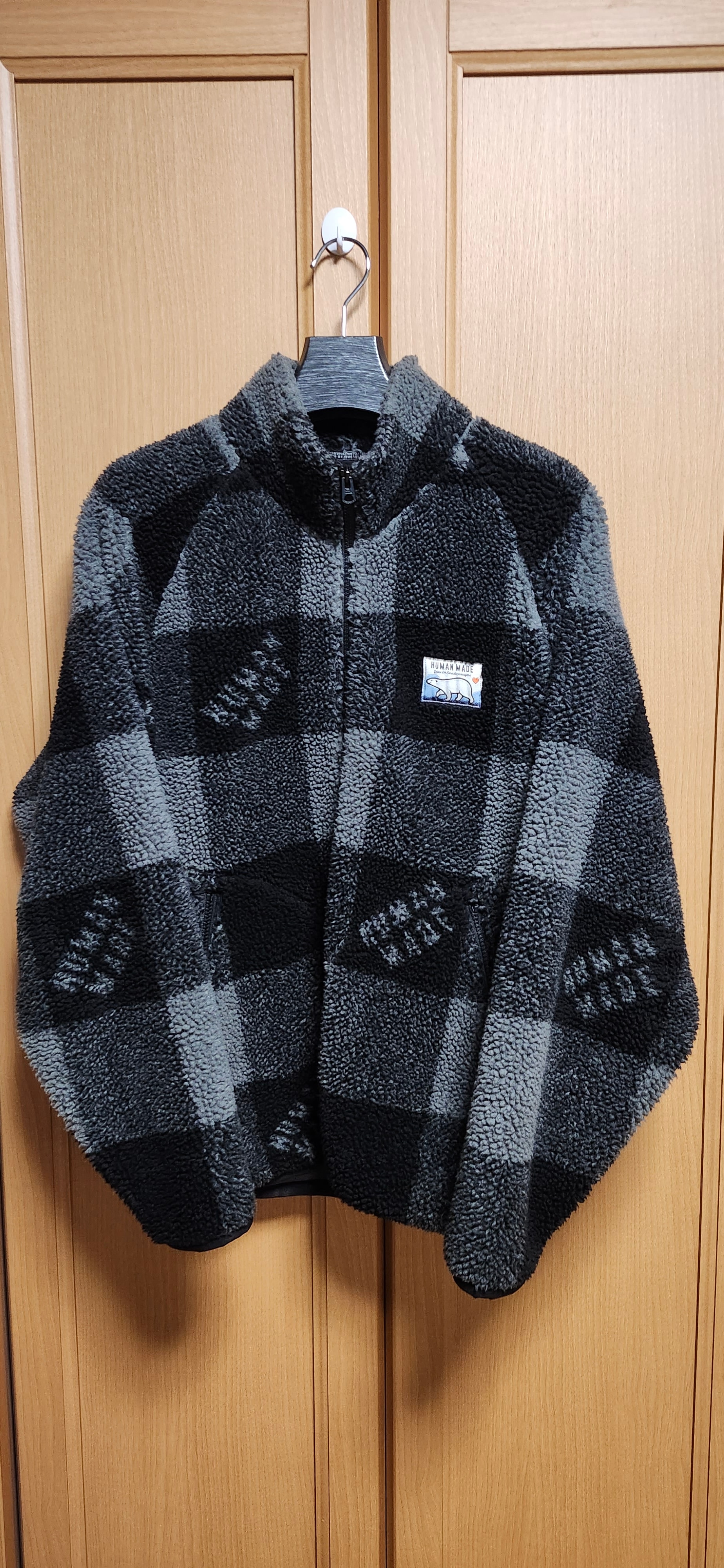 ヒューマン メイド チェック ボア フリース ジャケット "ブラック"