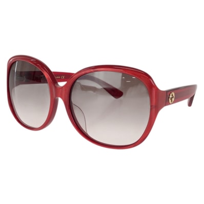 美品 GUCCI グッチ インターロッキングG サイズ61□17-130 レッド ゴールド金具 プラスチック メタル/ サングラス 男女兼用 オーバル 1-0294250 【中古】