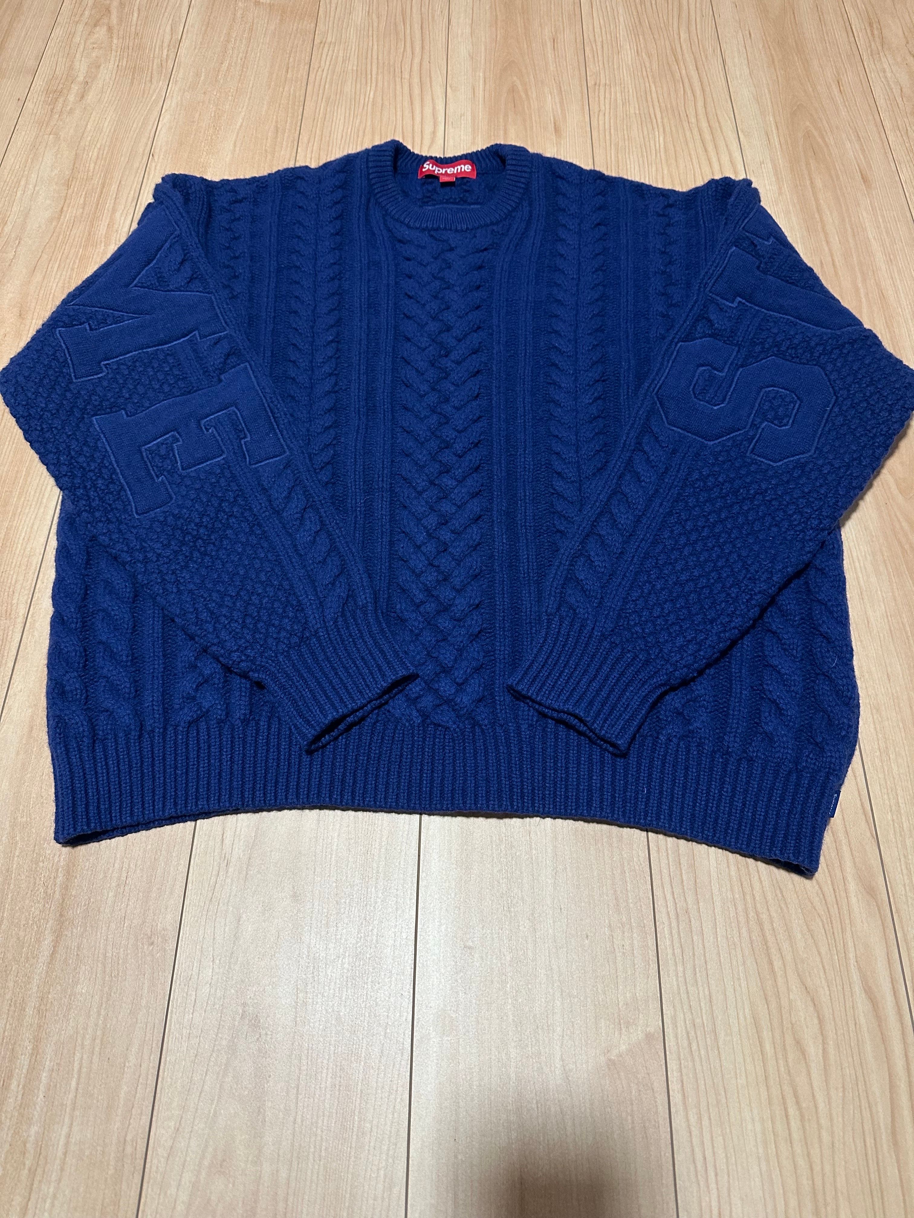 Supreme Applique Cable Knit Sweater "Navy"