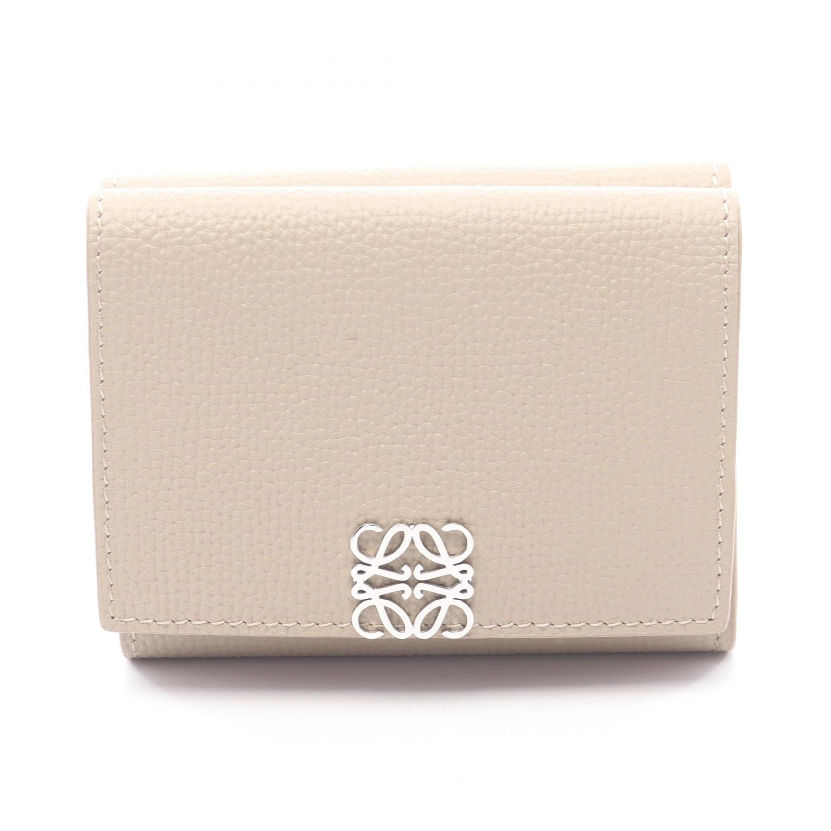 ロエベ LOEWE アナグラム トライフォールド ウォレット 三つ折り財布 財布 レザー レディース ベージュ系 C821TR2X165541 【新品】