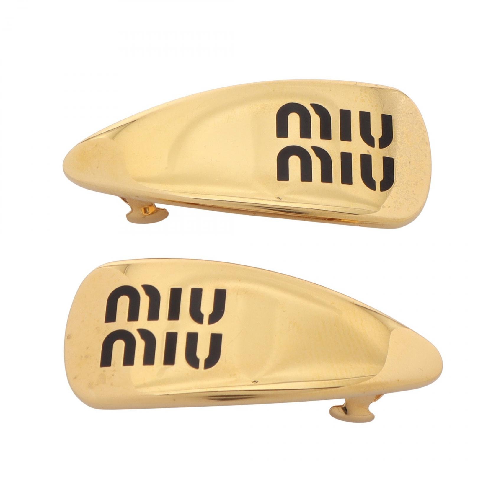 ミュウ ミュウ Miu Miu ロゴプレート 衣料品 GP(ゴールドメッキ) レディース ゴールド系 【中古】