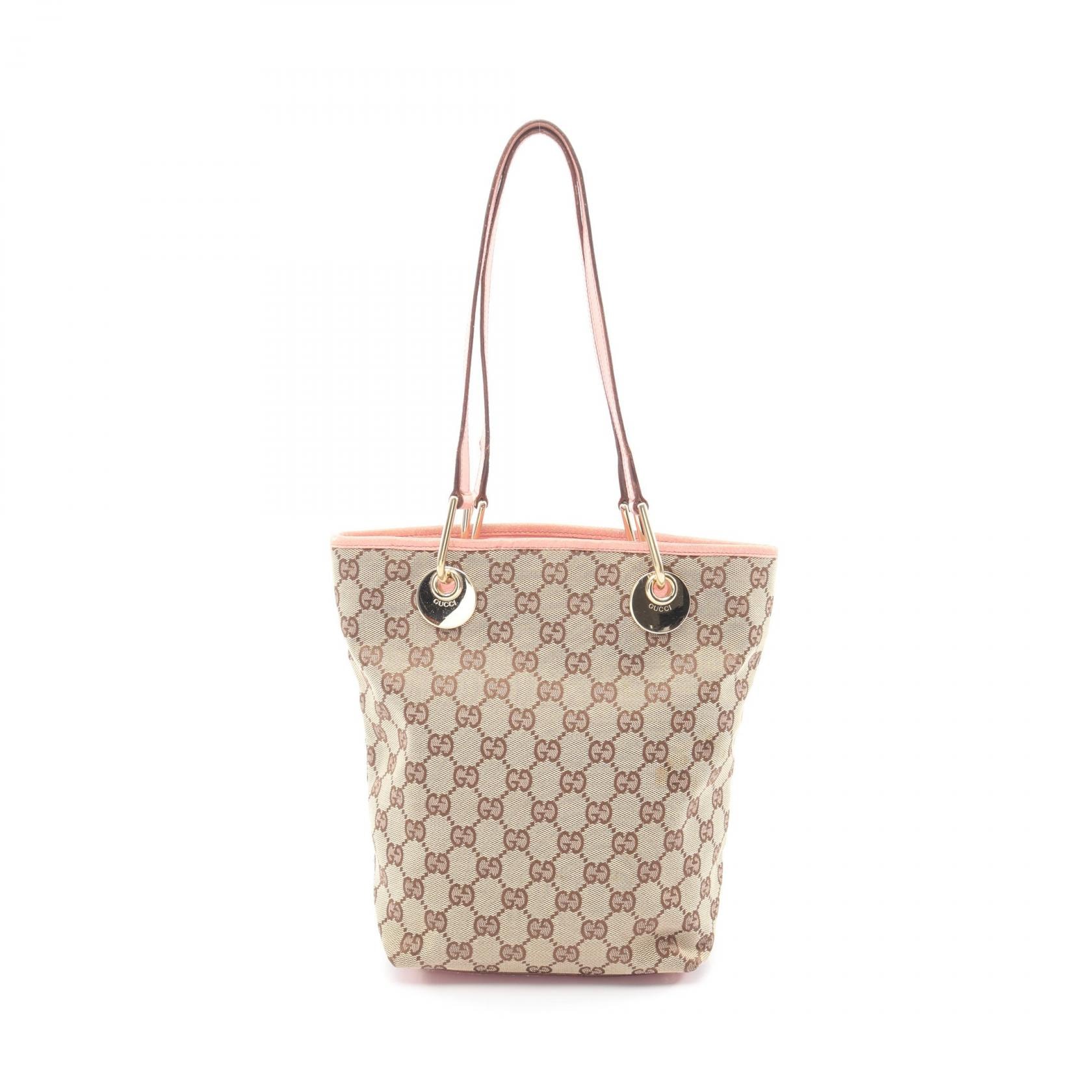 グッチ GUCCI GGキャンバス トートバッグ バッグ キャンバス レザー レディース ベージュ系 / ピンク系 120840 【中古】