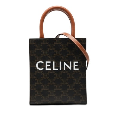 セリーヌ トリオンフ バーティカルカバ ミニ ハンドバッグ ショルダーバッグ 2WAY ブラウン PVC レザー レディース CELINE 【中古】