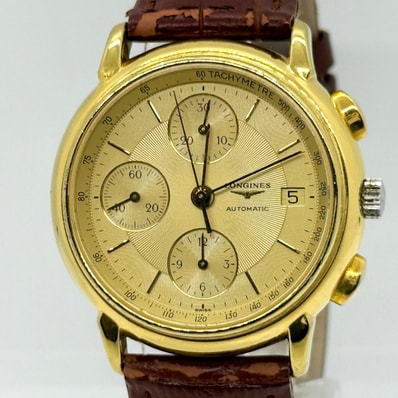 LONGINES ロンジン レ・グランクラシック クロノグラフ L4.686.2 ゴールド AT メンズ 腕時計 稼働品 保証書