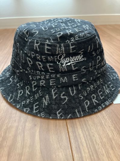 Supreme Warp Jacquard Logos Denim Crusher "Black"