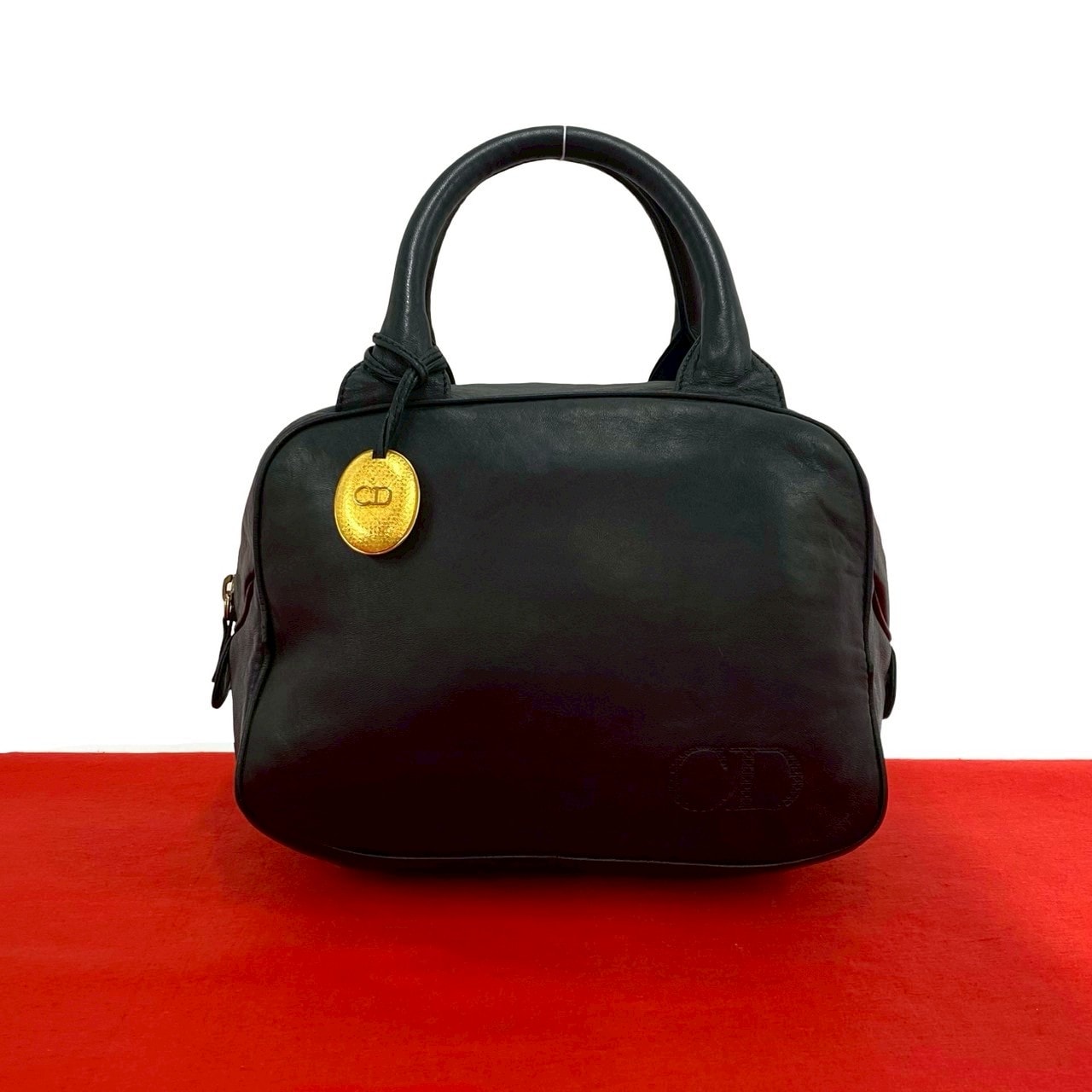 Christian Dior ディオール CD ロゴ レザー ハンドバッグ ブラック
 76723