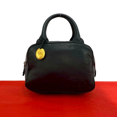 Christian Dior ディオール CD ロゴ レザー ハンドバッグ ブラック
76723