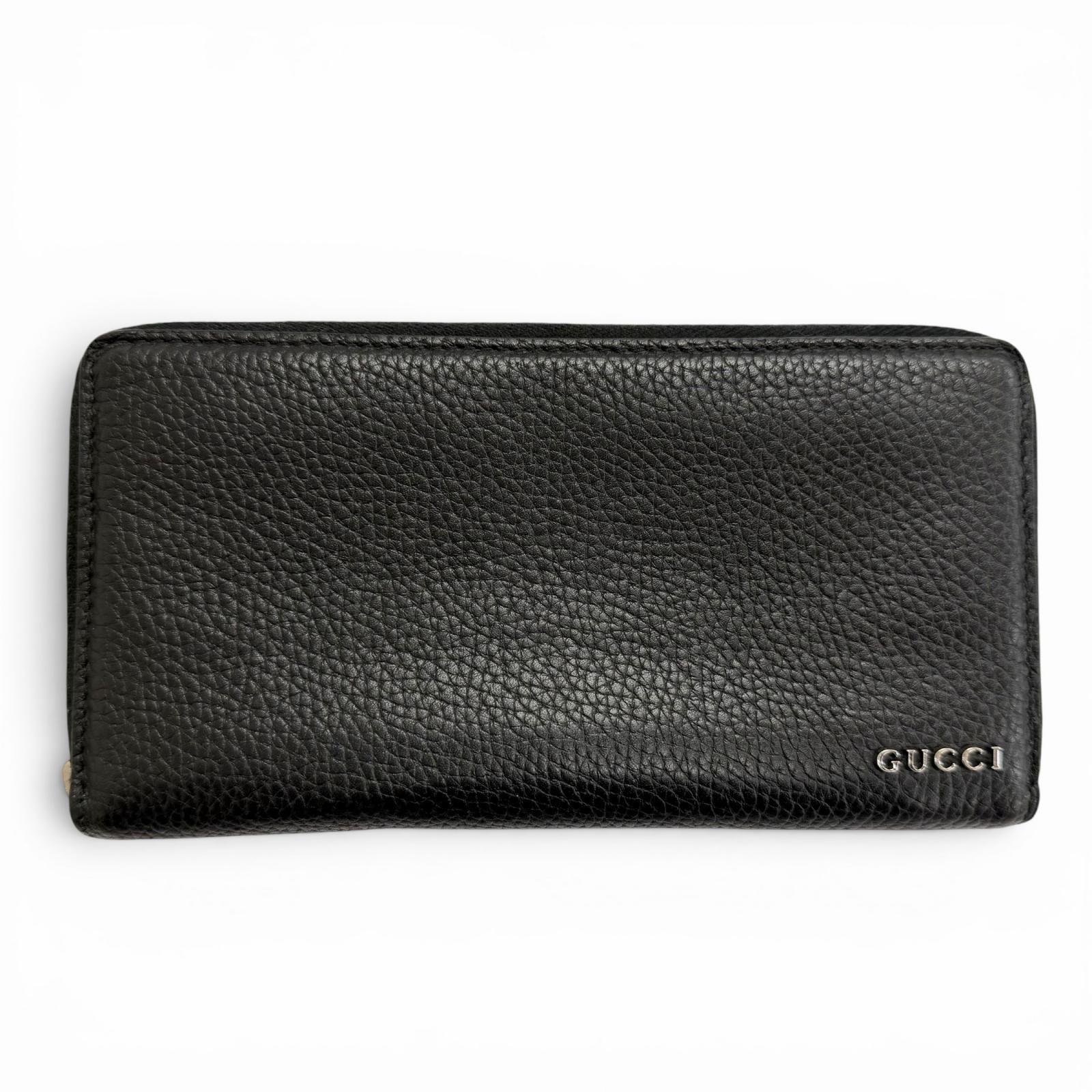 美品 グッチ 長財布 ロゴ ジップアラウンドウォレット ブラック 771154