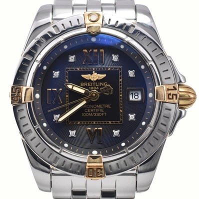 ブライトリング BREITLING B71356 コックピット レディ 8Pダイヤモンド ブラック クォーツ レディース 美品 箱付き 腕時計 M#148369