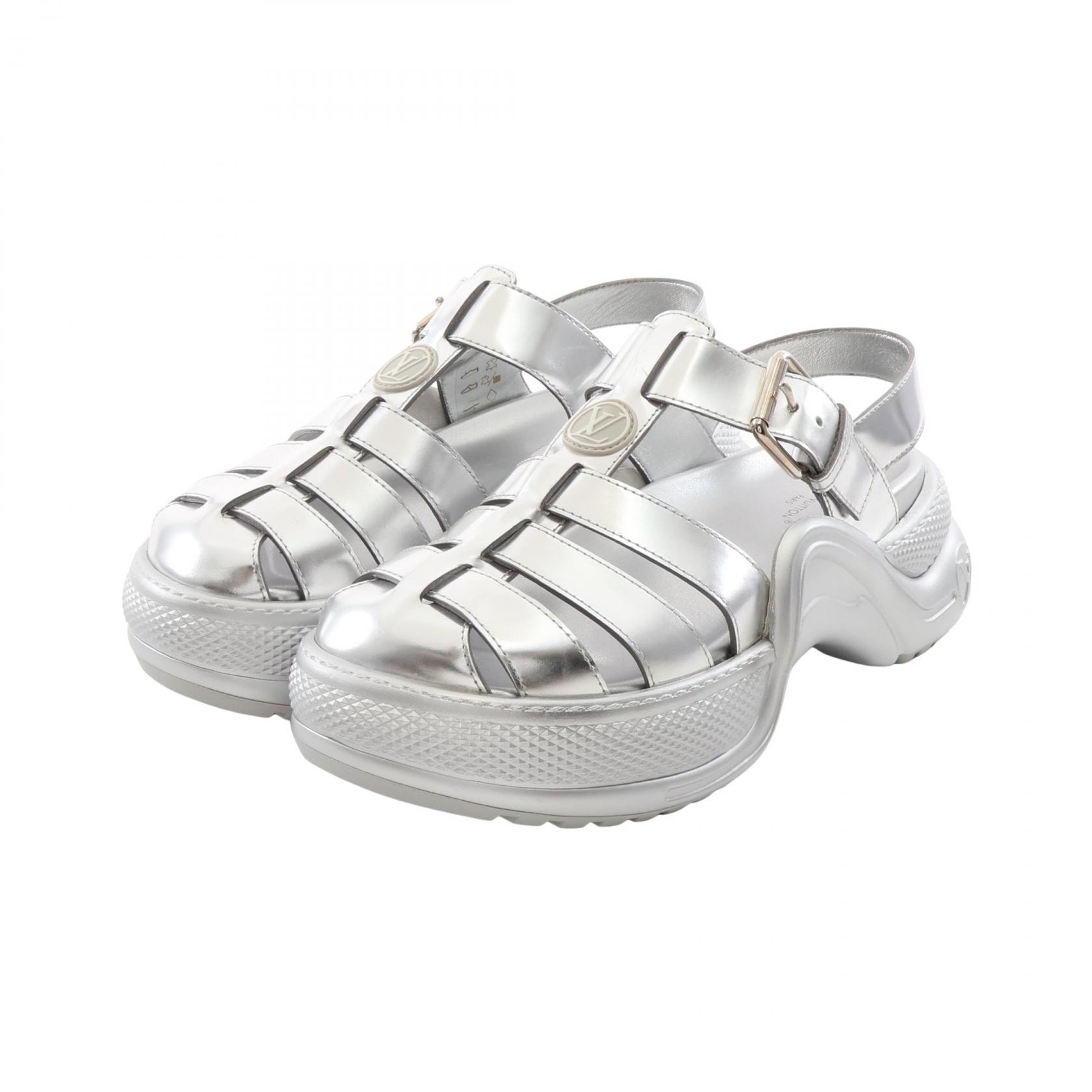 ルイ・ヴィトン LOUIS VUITTON LVアークライトライン サンダル 靴 レザー シルバー レディース シルバー系 【中古】