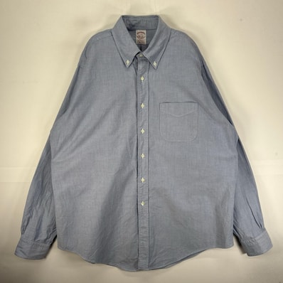 古着 90's/90年代 ブルックスブラザーズ Brooks Brothers 長袖シャツ ボタンダウン XL ブルー系 無地 メンズ