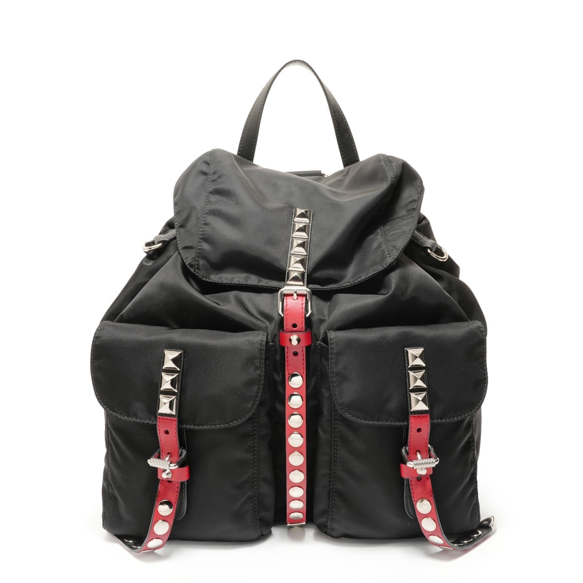 プラダ PRADA ナイロン スタッズ レザー リュック・デイパック【中古】