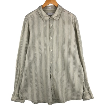 古着 カルバンクライン Calvin klein ストライプ柄 長袖 リネンシャツ メンズXL相当/eaa459397