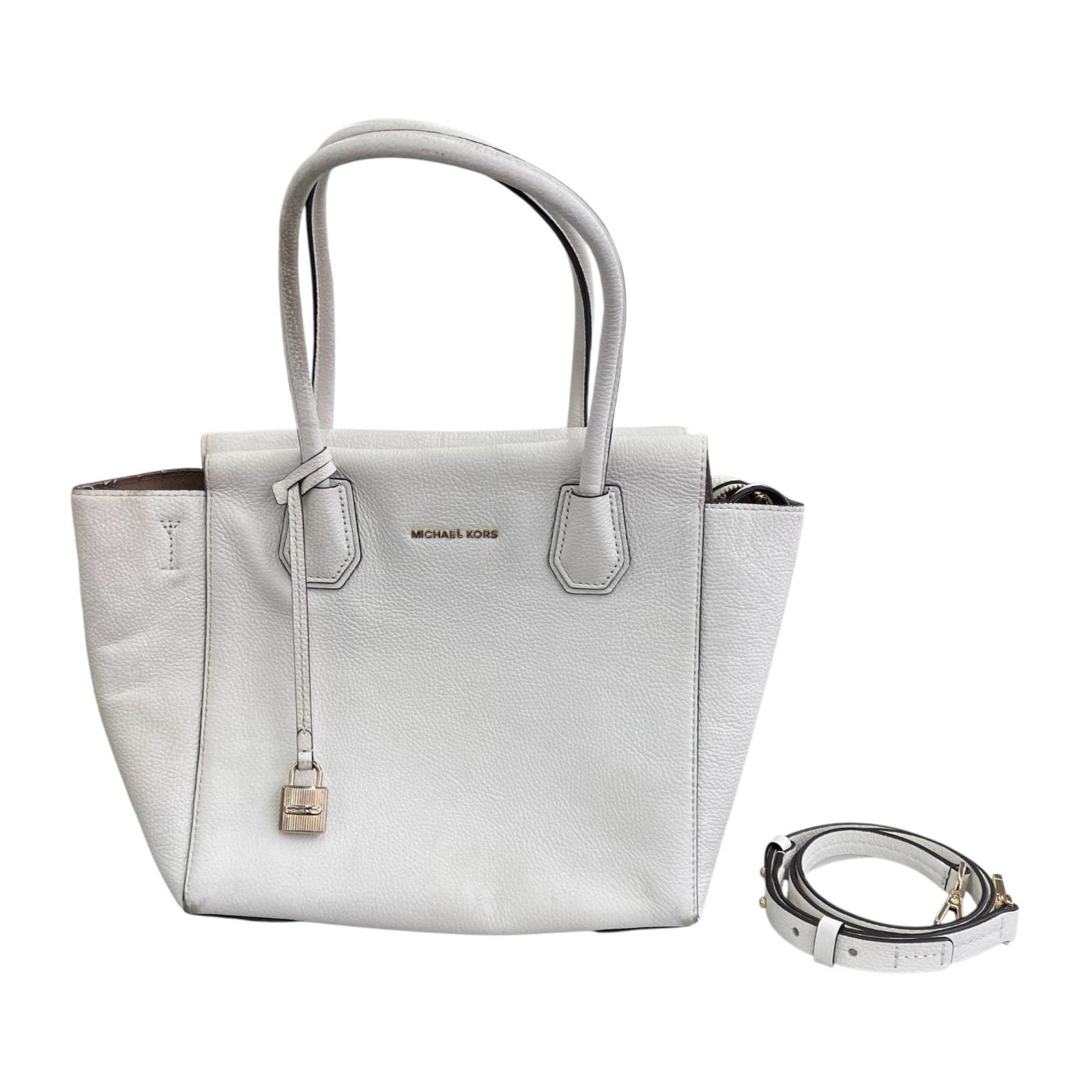 180053 現状品 Michael Kors マイケルコース トートバッグ 2way ショルダーストラップ付き 白 レディース