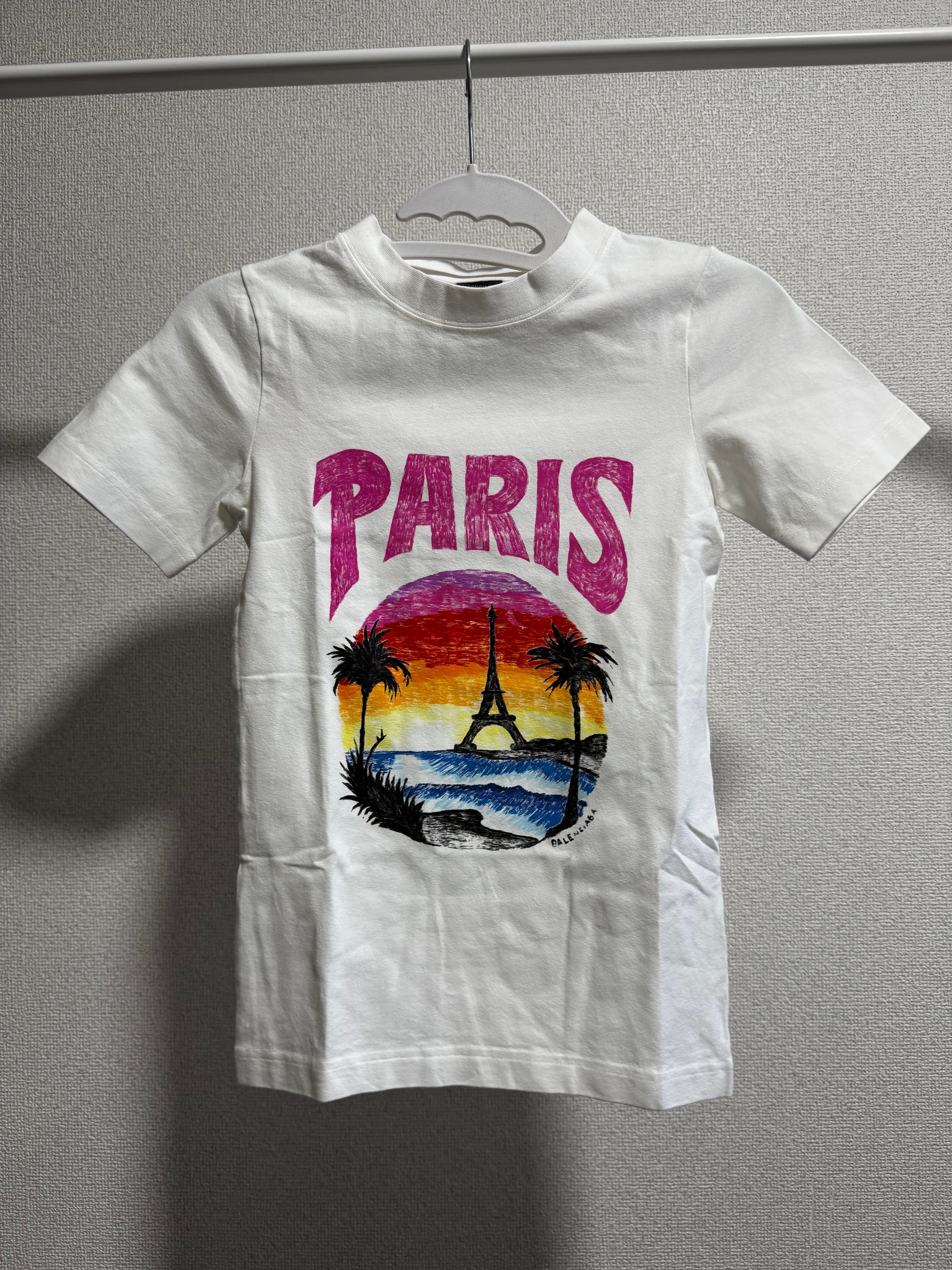 BALENCIAGA Women's Paris Tropical T-Shirt Fitted "White"