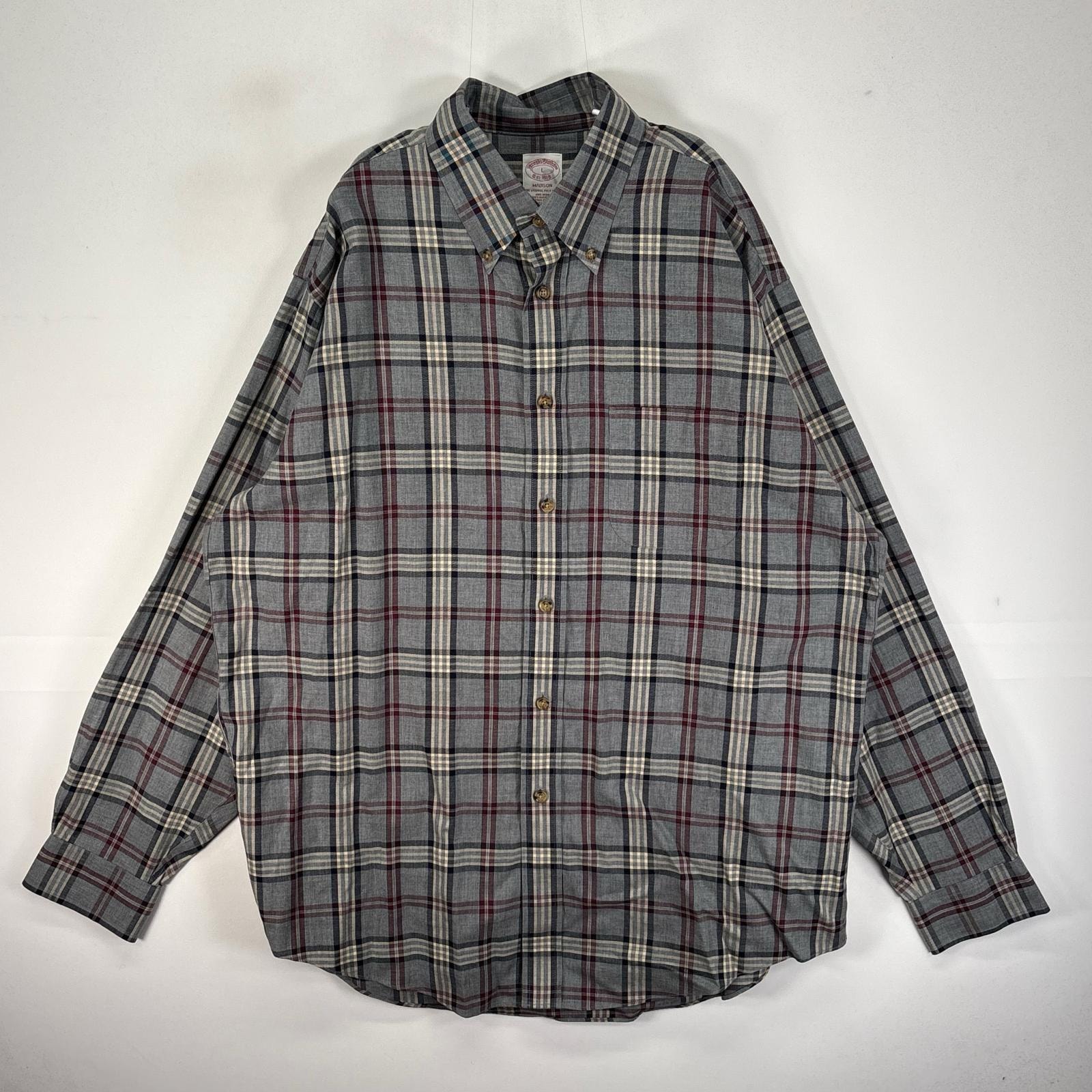 古着 ブルックスブラザーズ Brooks Brothers 長袖シャツ ボタンダウン MADISON L  グレー系 チェック メンズ