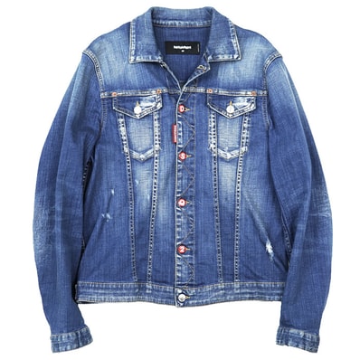 【SALE】DSQUARED2 ディースクエアード ジャケット デニム サイズ 48 メンズ ロゴ ボタン Gジャン ダメージ加工 ストレッチ ロングスリーブ アウター インディゴ イタリア製