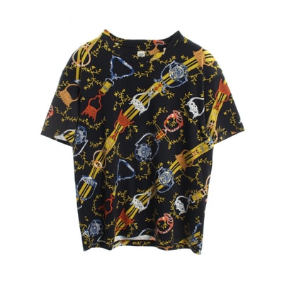エルメス HERMES インターロックマキシ 半袖Tシャツ 衣料品 トップス コットン メンズ ブラック系 / イエロー系 / マルチカラー 4E4628DL 【中古】