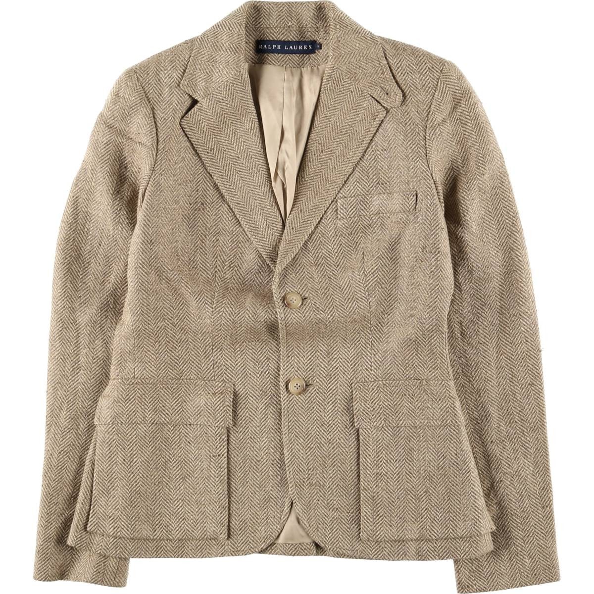古着 ラルフローレン Ralph Lauren ヘリンボーン シルクテーラードジャケット イタリア製 レディースS相当/eaa583811