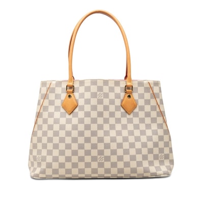 ルイ ヴィトン ダミエ アズール カルヴ トートバッグ ショルダーバッグ N41449 ホワイト ピンク PVC レザー レディース LOUIS VUITTON 【中古】
