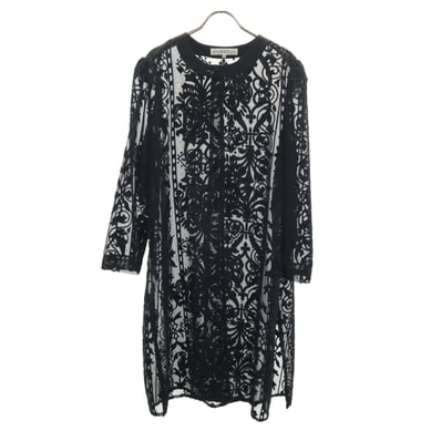 GIVENCHY ジバンシィ 90s 日本製 オールド 総柄 長袖 シースルー ロング カーディガン 13 ブラック