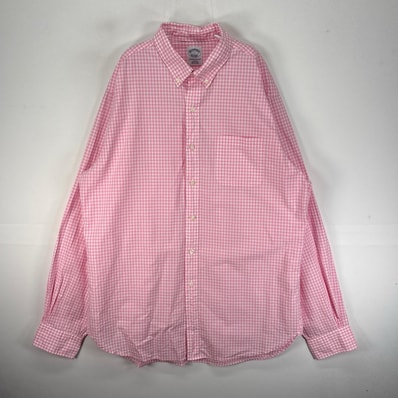古着 ブルックスブラザーズ Brooks Brothers 長袖シャツ ボタンダウン 胸ポケット L ピンク系 チェック メンズ
