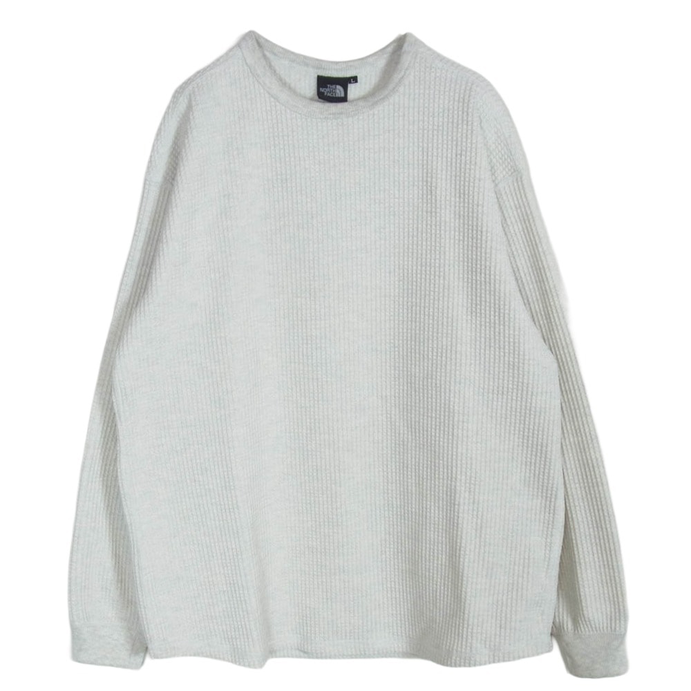 The North Face Long Sleeve Warm Waffle Crew "White Mix Gray"