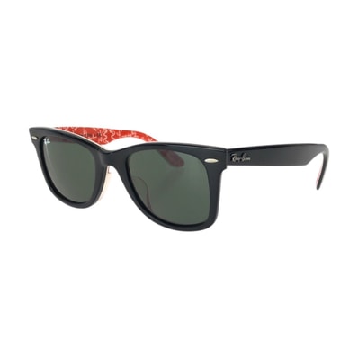 美品 Ray-Ban レイバン ウェイファーラー ブラック レッド シルバー金具 プラスチック サングラス 男女兼用 ウェリントン 603455 【中古】