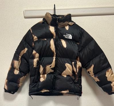 Supreme x The North Face Bleached Denim Print Nuptse Jacket "Black"