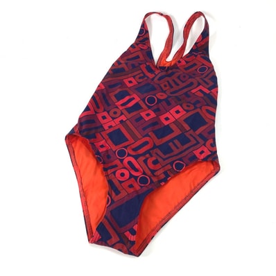 エルメス HERMES スイムウェア 総柄 水着 ナイロン レッド 未使用