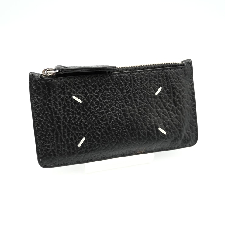 Maison Margiela(メゾン マルジェラ)フラグメントケース カードケース コインケース 4ステッチ ブラック レザー S56UI0143 P4455 T8013【中古】