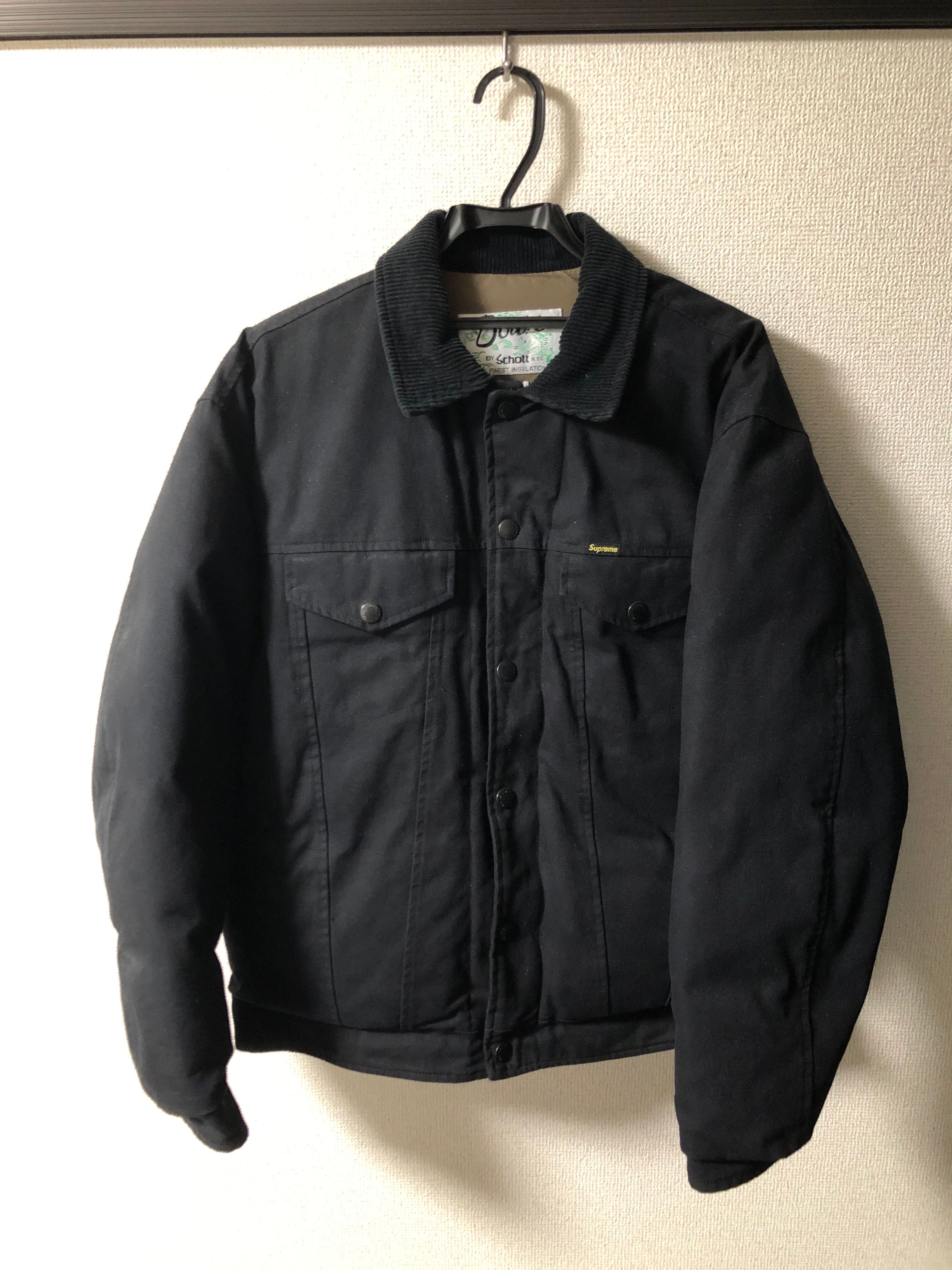 Supreme / Schott Canvas Down Trucker Jacket "Black"