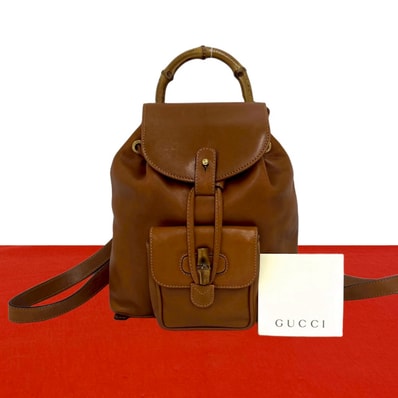 GUCCI グッチ バンブー レザー リュックサック ブラウン
423-7
