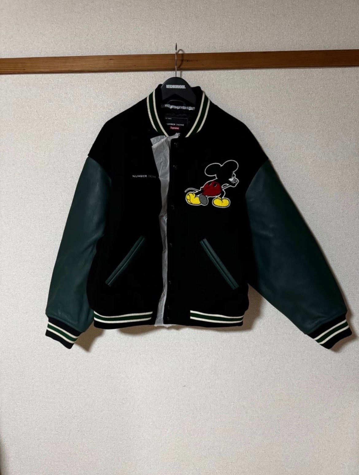 Supreme x Number (N)ine x Mickey Mouse Varsity Jacket "Black"