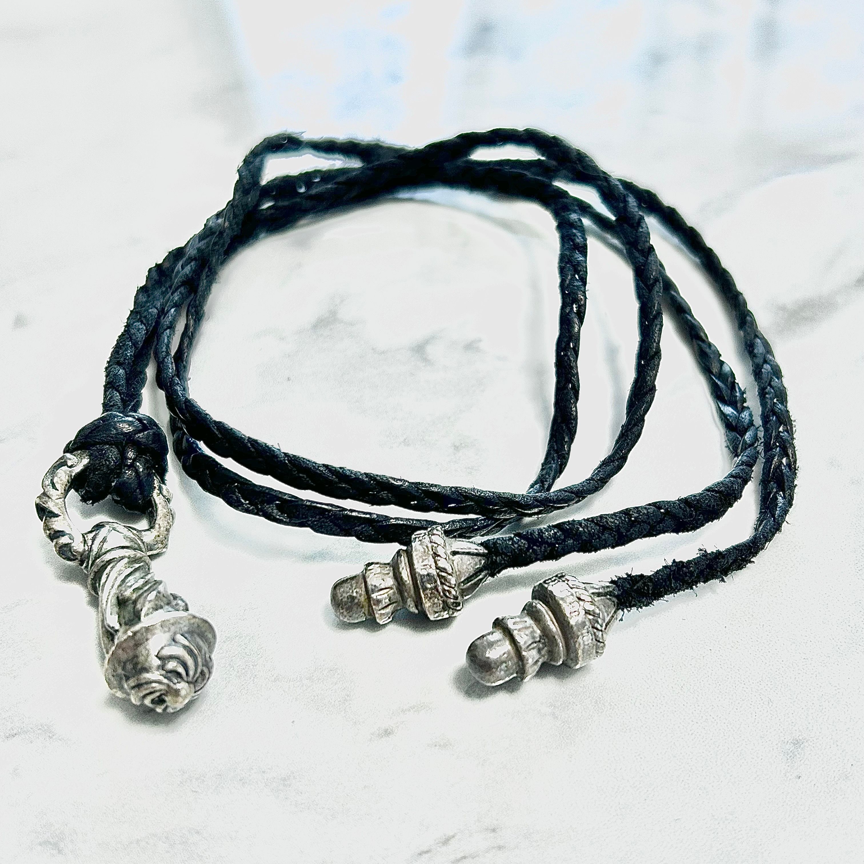 Chrome Hearts Campana Pendant Boro Chip Leather Blade "Silver"