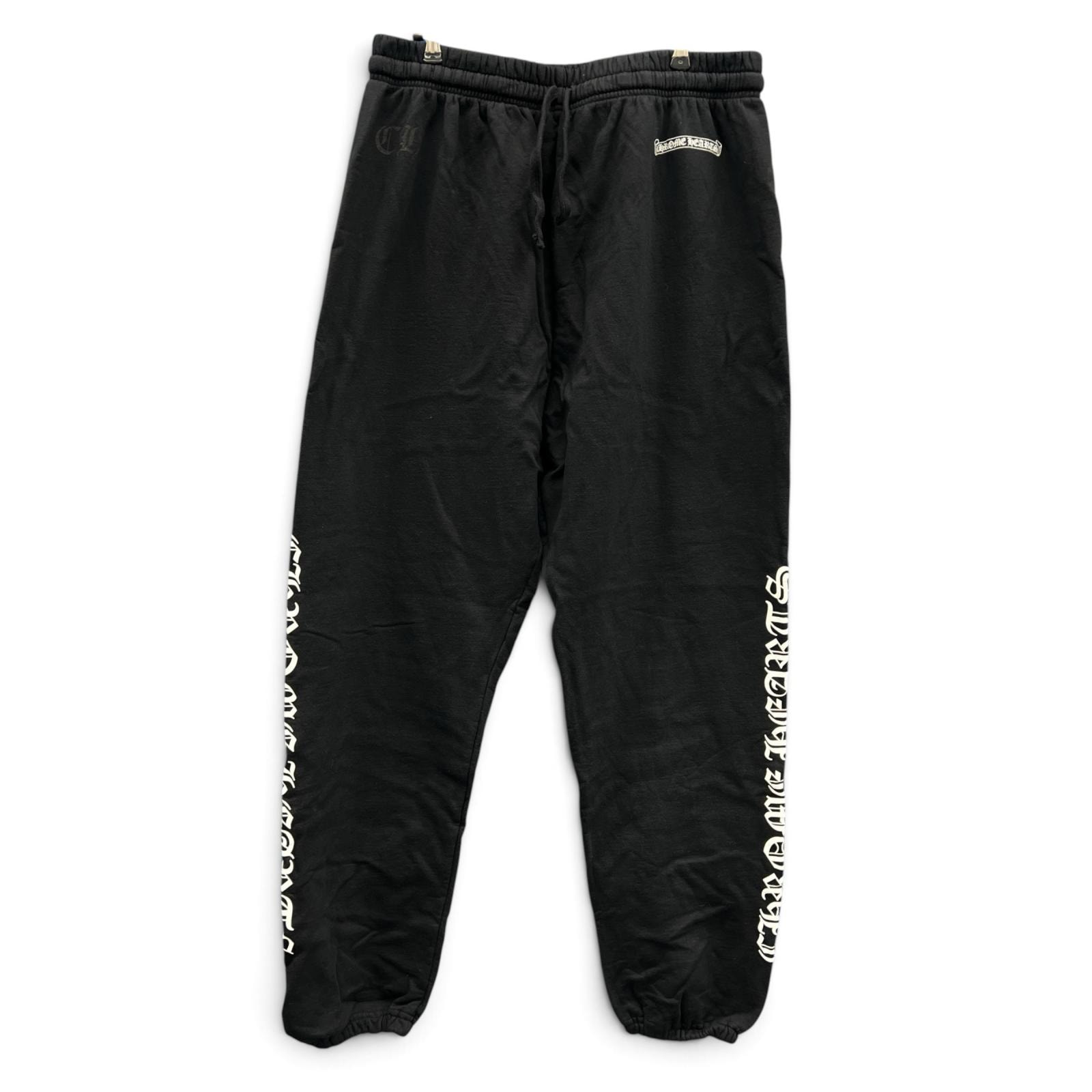 CHROME HEARTS クロムハーツ CLASSIC SWEAT PANTS スクロールラベル サイドロゴ スウェット パンツ コットン ブラック ホワイト スウェットパンツ 定番 Bランク 中古 鑑定済 クロムパンツ