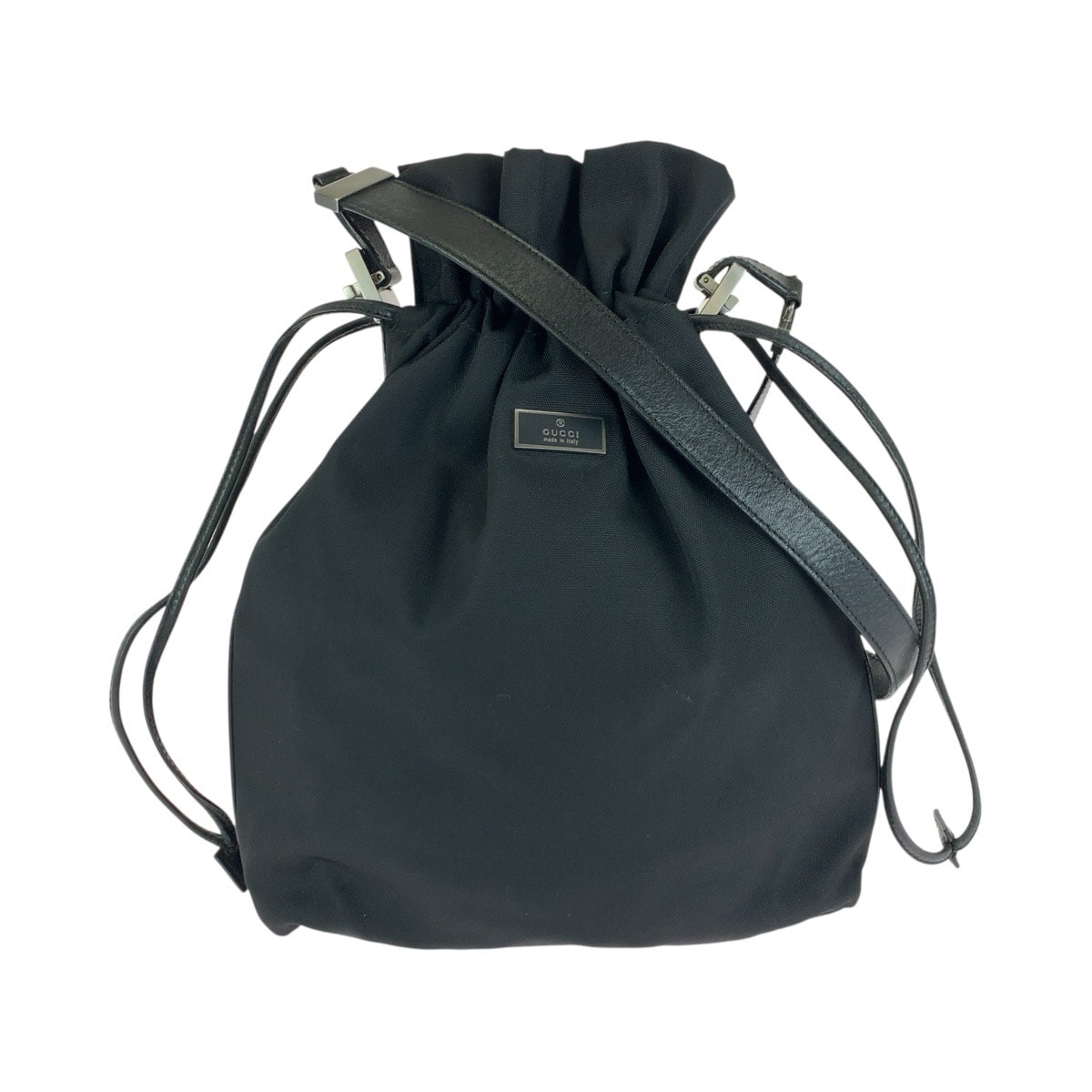 美品 GUCCI グッチ ブラック 黒 ガンメタ金具 ナイロン レザー/ ショルダーバッグ ポシェット 602521 【中古】