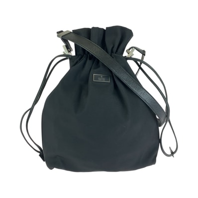 美品 GUCCI グッチ ブラック 黒 ガンメタ金具 ナイロン レザー/ ショルダーバッグ ポシェット 602521 【中古】