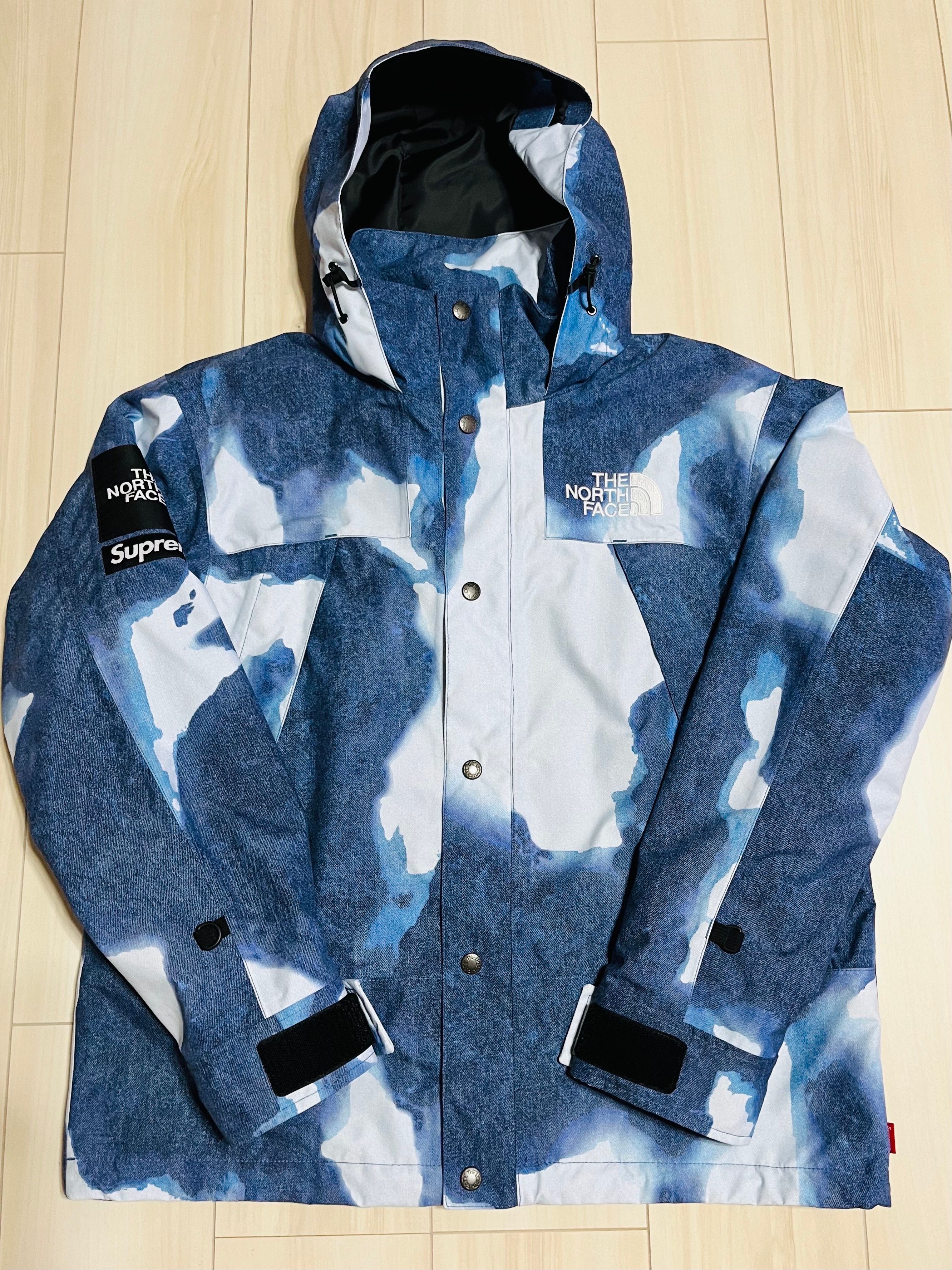 Supreme x The North Face Bleached Denim Print Mountain Jacket "Indigo"