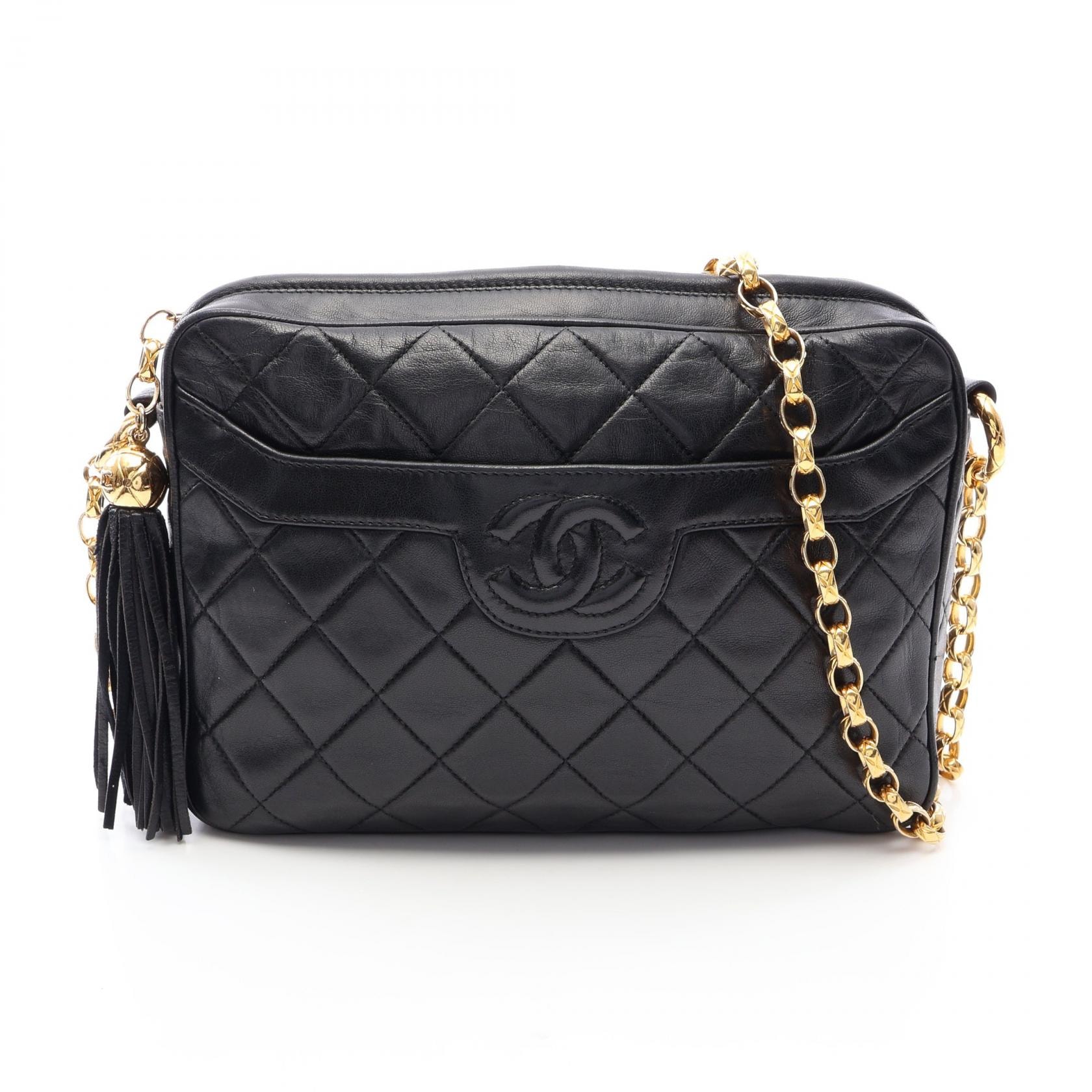 シャネル CHANEL マトラッセ フリンジ チェーンショルダー ショルダーバッグ バッグ ラムスキン(羊革) レディース ブラック系 【中古】