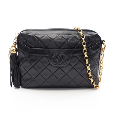 シャネル CHANEL マトラッセ フリンジ チェーンショルダー ショルダーバッグ バッグ ラムスキン(羊革) レディース ブラック系 【中古】