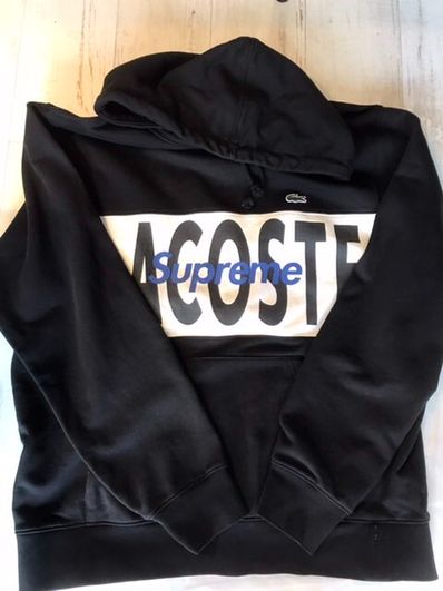 Supreme / Lacoste Logo Panel Hooded Sweatshirt "Black"