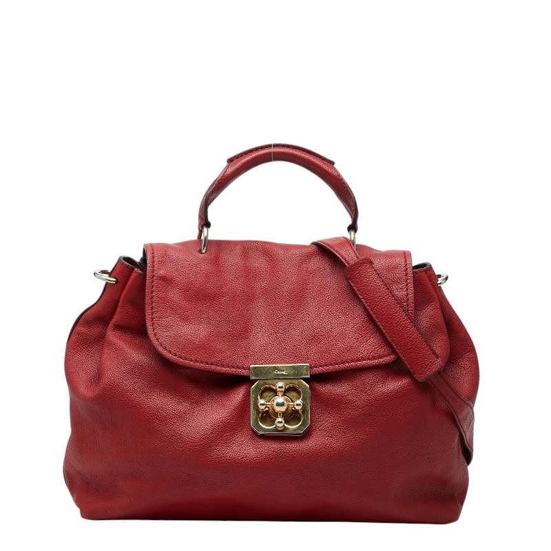 クロエ エルシー ハンドバッグ ショルダーバッグ 2WAY レッド レザー レディース Chloe 【中古】