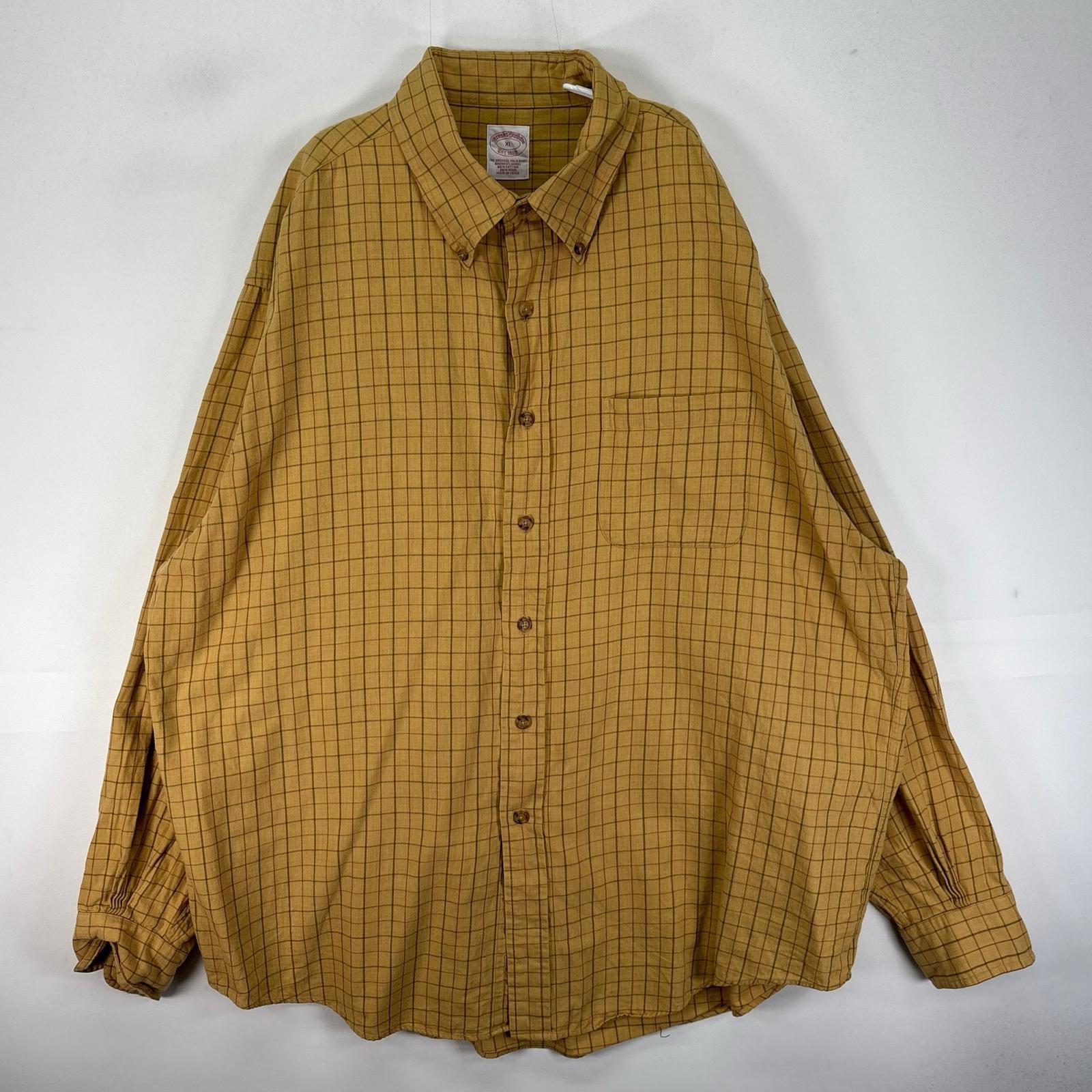 古着 ブルックスブラザーズ Brooks Brothers 長袖シャツ ボタンダウン 胸ポケット フランネル XL イエロー系 チェック メンズ