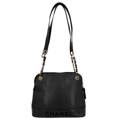 CHANEL シャネル ハンドバッグ チェーントートバッグ ココマーク 肩掛け キャビアスキン ブラック 黒 ゴールド金具 レディース【中古品】