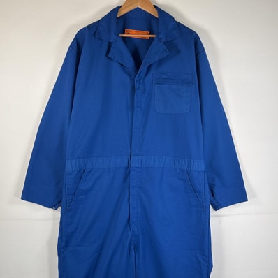 古着 レッドキャップ RED KAP USA製 長袖つなぎ オールインワン ワーク 作業着 大きいサイズ サイドポケット 48 LN ブルー 無地 メンズ