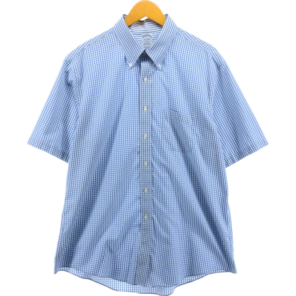 古着 ブルックスブラザーズ Brooks Brothers Est.1818 ギンガムチェック 半袖 ボタンダウン チェックシャツ メンズXL相当/eaa560238